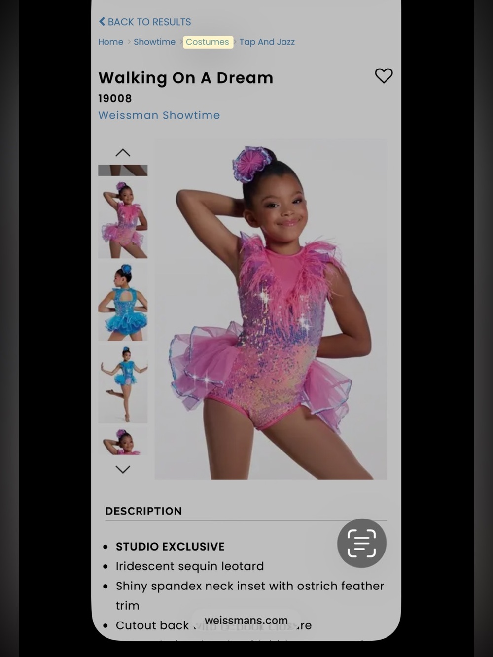 Weissman Pink Sequin Tutu Dance Costume with Feather Trim-Brand New